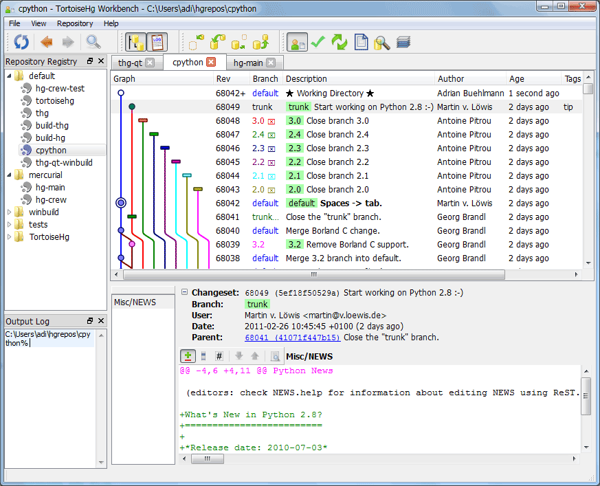 TortoiseHg x64 screenshot